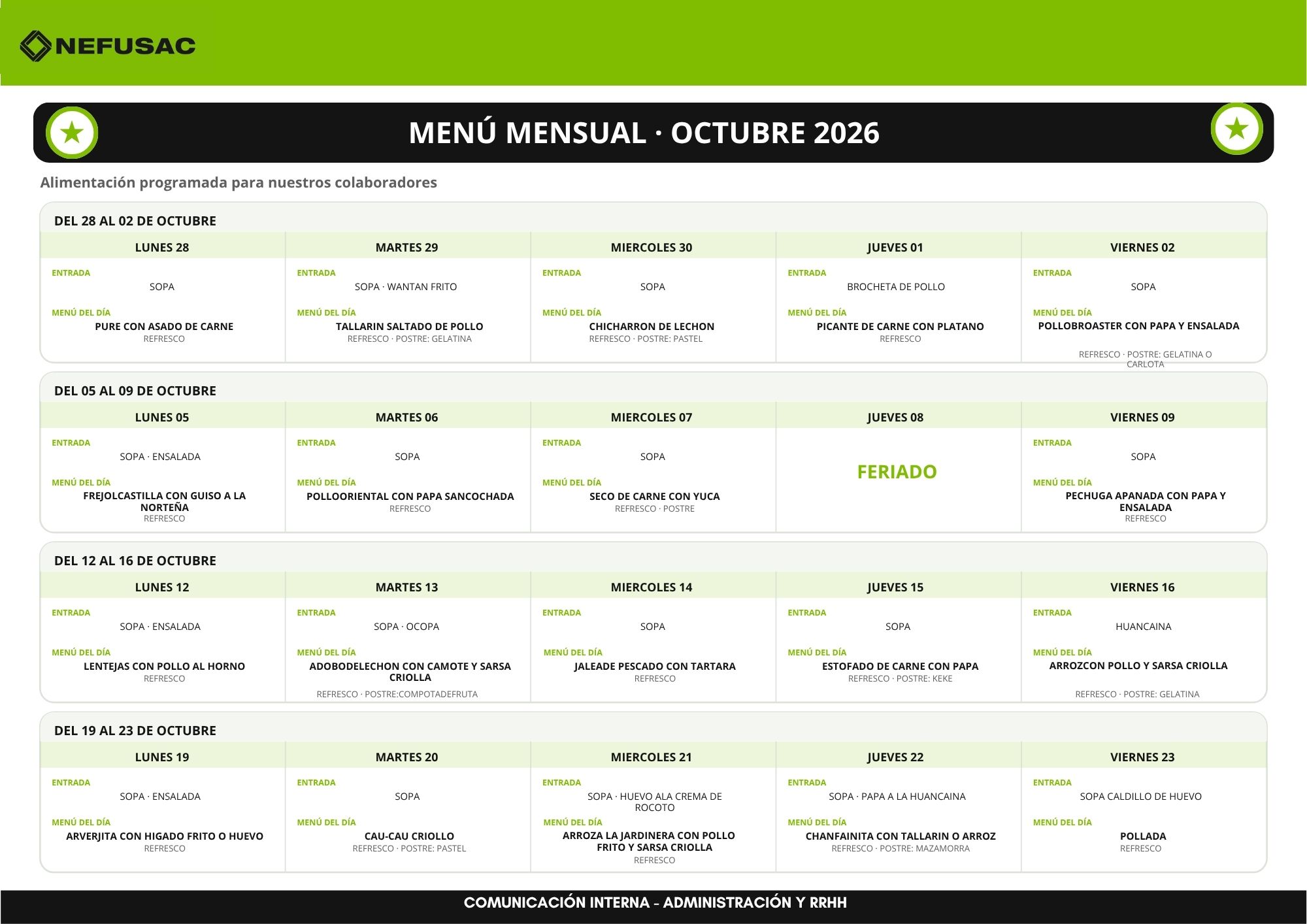 MENU MENSUAL